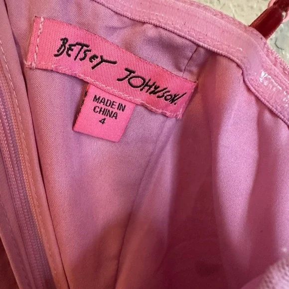 Betsey Johnson Dress Pink Velvet Hearts 4 Tulle Midi Dress Retro Pinup Romantic Betsey Johnson Dress Pink Velvet Hearts 4 Tulle Midi Dress Retro Pinup Romantic